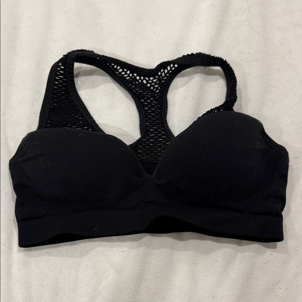 PINK Victoria's Secret Black Mesh Sports Bra